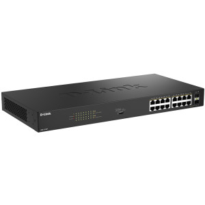 D-Link DGS-1018P 18-Port Ethernet Switch, 16 Gigabit PoE, 2 Gigabit SFP, 36Gbps switching capacity